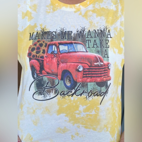 Back Roads Truck Custom Bleached T-Shirt - Picture 2 of 3